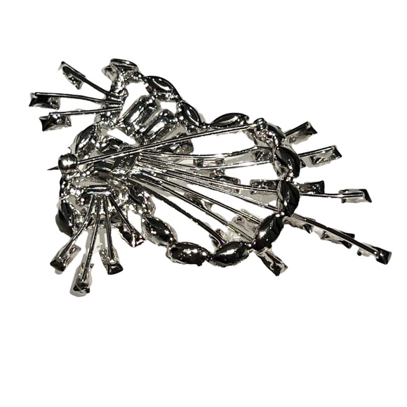 VINTAGE STAR ART STERLING CLEAR RHINESTONE CRYSTAL BROOCH PENDANT - Picture 6 of 13